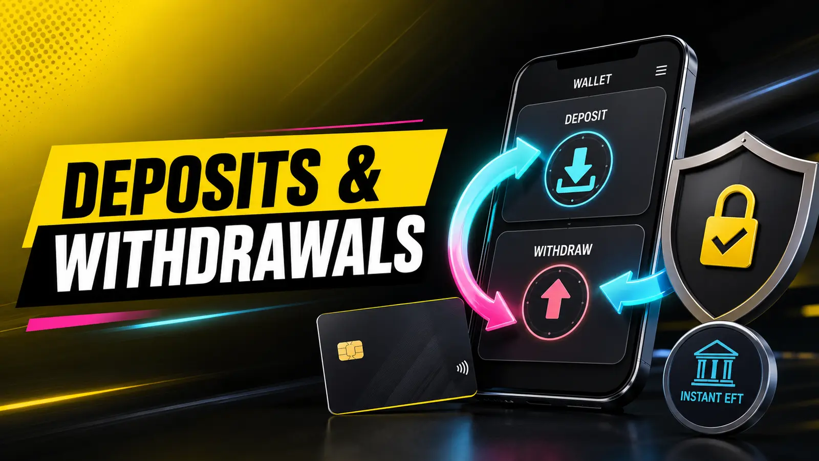 EasyBet deposits and withdrawals guide with mobile wallet, payment card and security shield