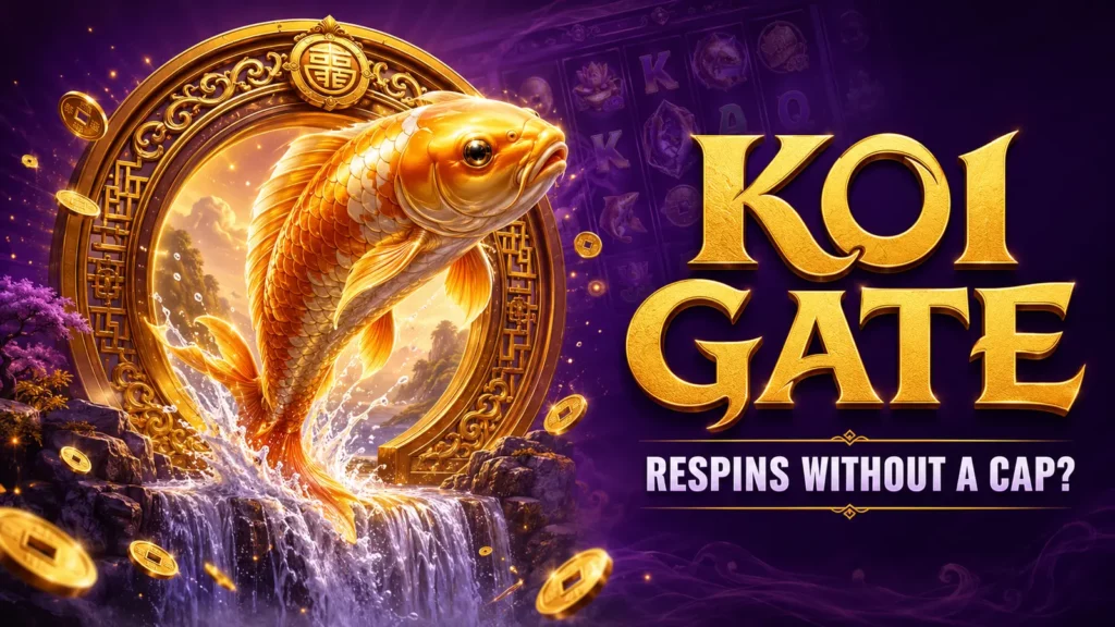 Koi Gate Spina Zonke review graphic showing a golden koi and uncapped respins