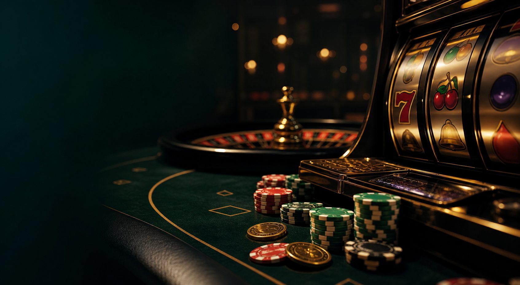 Premium slot reels, casino chips and roulette table for South African casino guides